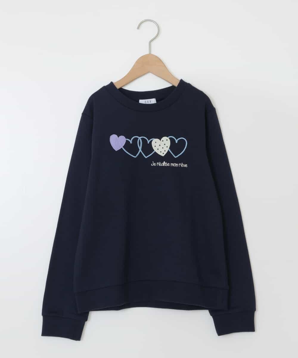 KJKKP44024 a.v.v KIDS(アー・ヴェ・ヴェ) [100-130]ハートモチーフトレーナー ネイビー