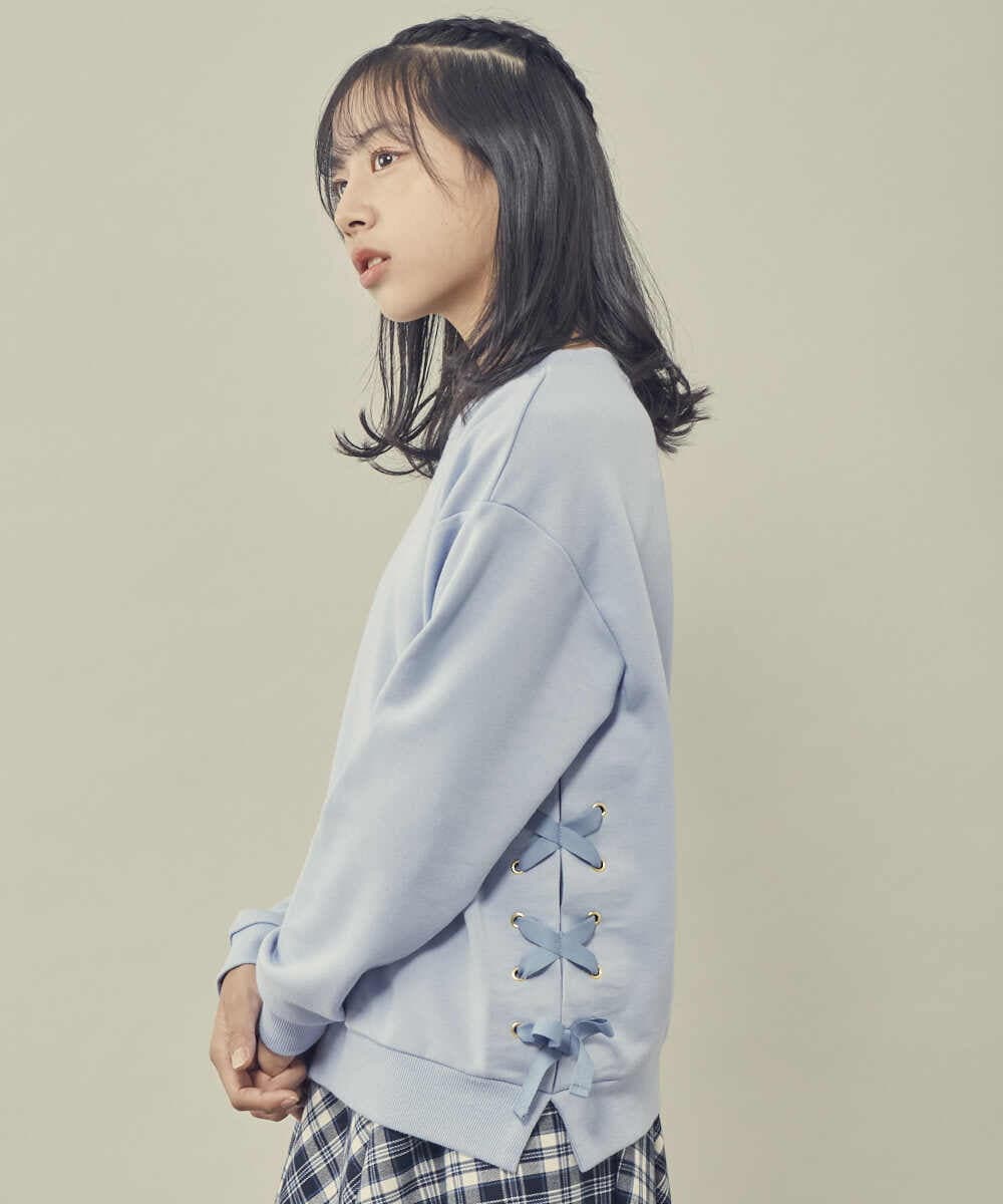 KJKKP51019 a.v.v KIDS(アー・ヴェ・ヴェ) [100-130]サイドレースアップリボントレーナー ラベンダー