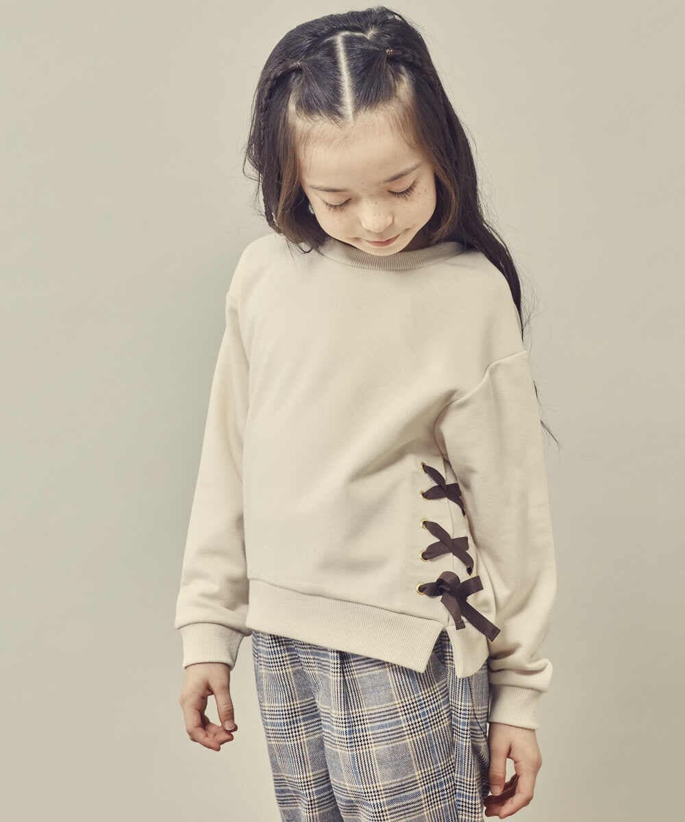 KJKKP51019 a.v.v KIDS(アー・ヴェ・ヴェ) [100-130]サイドレースアップリボントレーナー ラベンダー