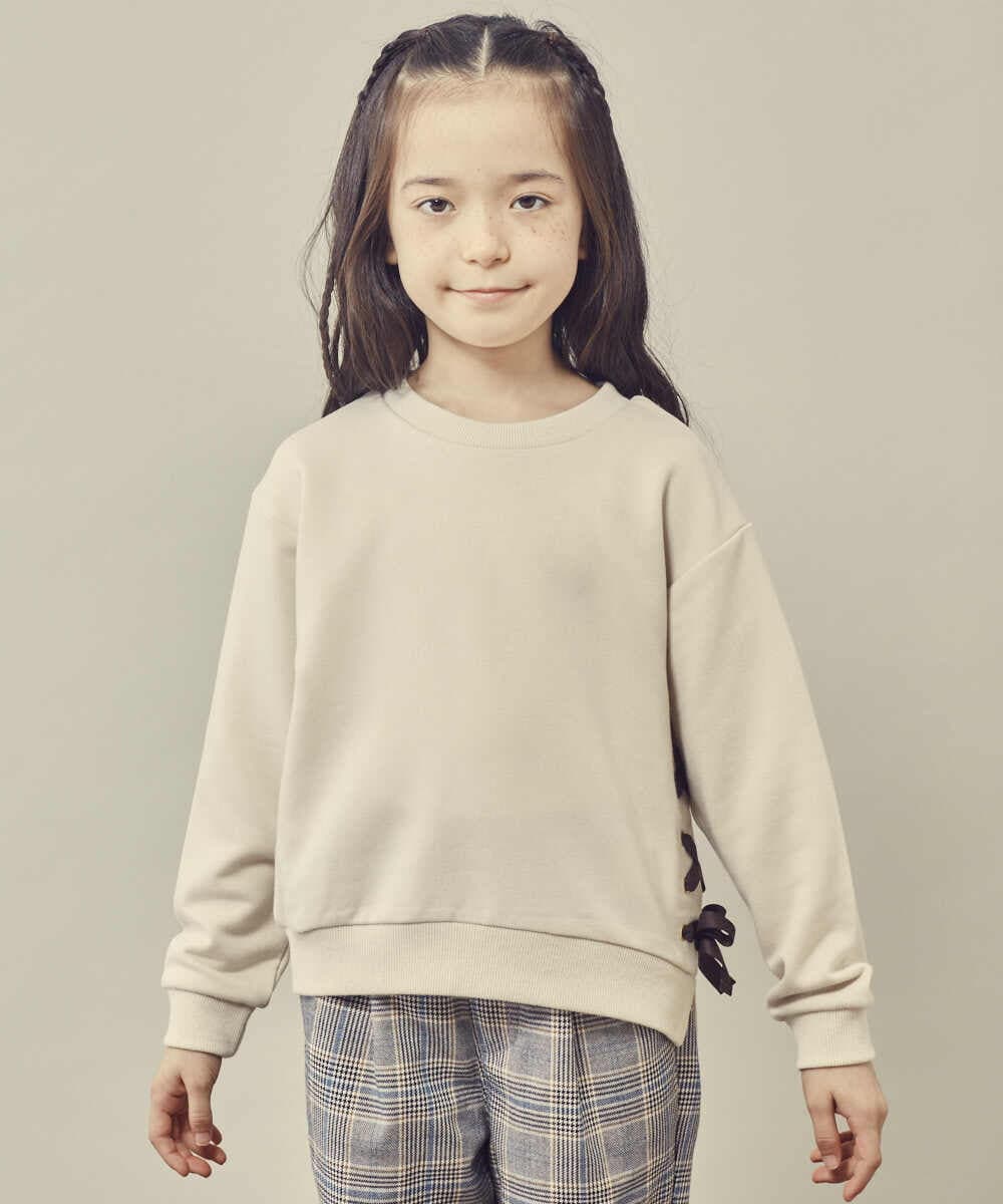 KJKKP51019 a.v.v KIDS(アー・ヴェ・ヴェ) [100-130]サイドレースアップリボントレーナー ベージュ