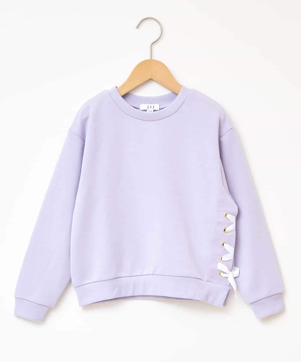 KJKKP51019 a.v.v KIDS(アー・ヴェ・ヴェ) [100-130]サイドレースアップリボントレーナー ラベンダー