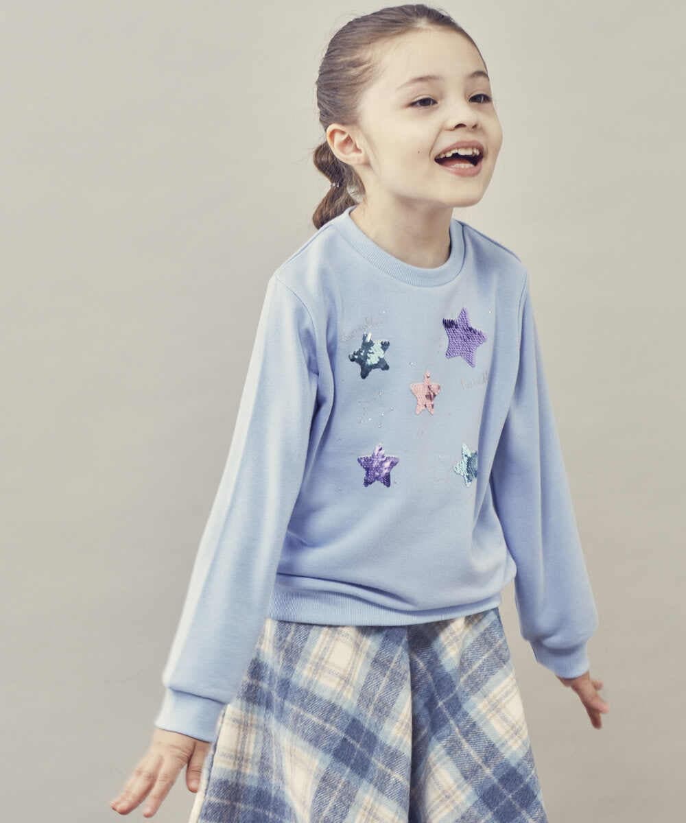 KJKKQ40029 a.v.v KIDS(アー・ヴェ・ヴェ) [140-150]トゥインクルスパンコールトレーナー ライトブルー