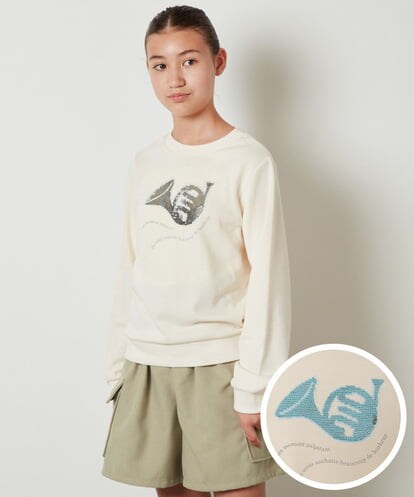 KJKKT41029 a.v.v KIDS [140-150]スパンコールモチーフトレーナー