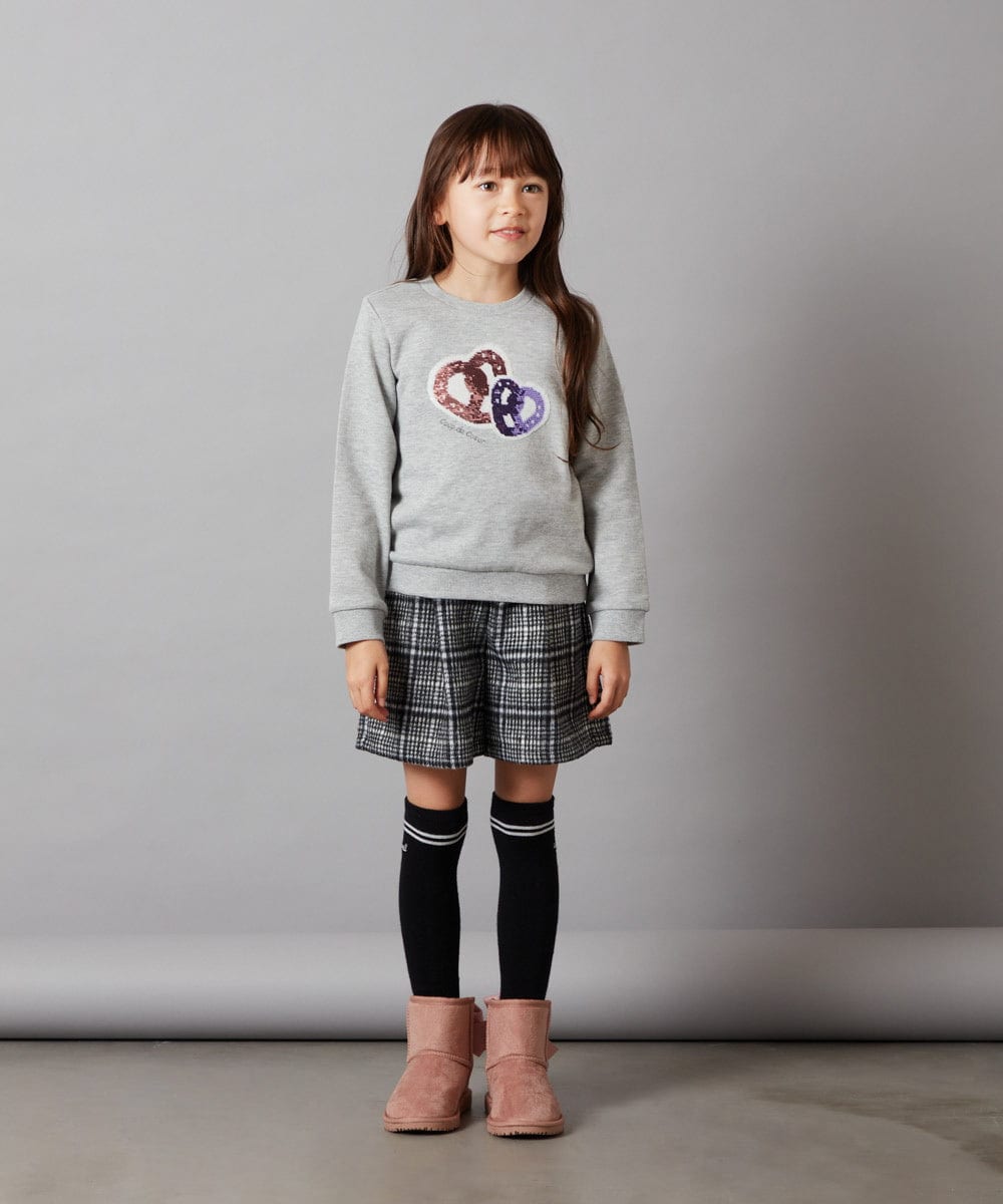 KJKKT41029 a.v.v KIDS(アー・ヴェ・ヴェ) [140-150]スパンコールモチーフトレーナー ライトグレー