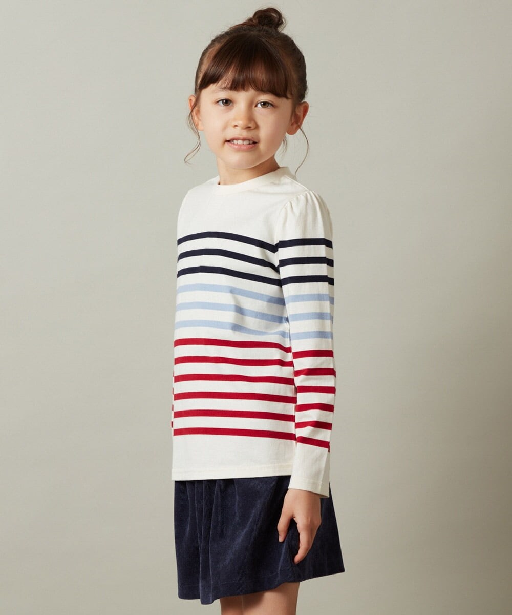 KJKKT43024 a.v.v KIDS(アー・ヴェ・ヴェ) [140-150]パネルボーダーロンＴ ネイビー