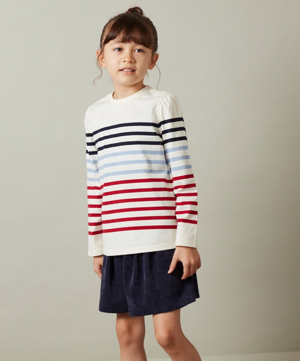 KJKKT43024 a.v.v KIDS(アー・ヴェ・ヴェ) [140-150]パネルボーダーロンＴ ネイビー