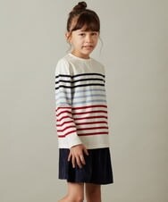 KJKKT43024 a.v.v KIDS(アー・ヴェ・ヴェ) [140-150]パネルボーダーロンＴ ネイビー