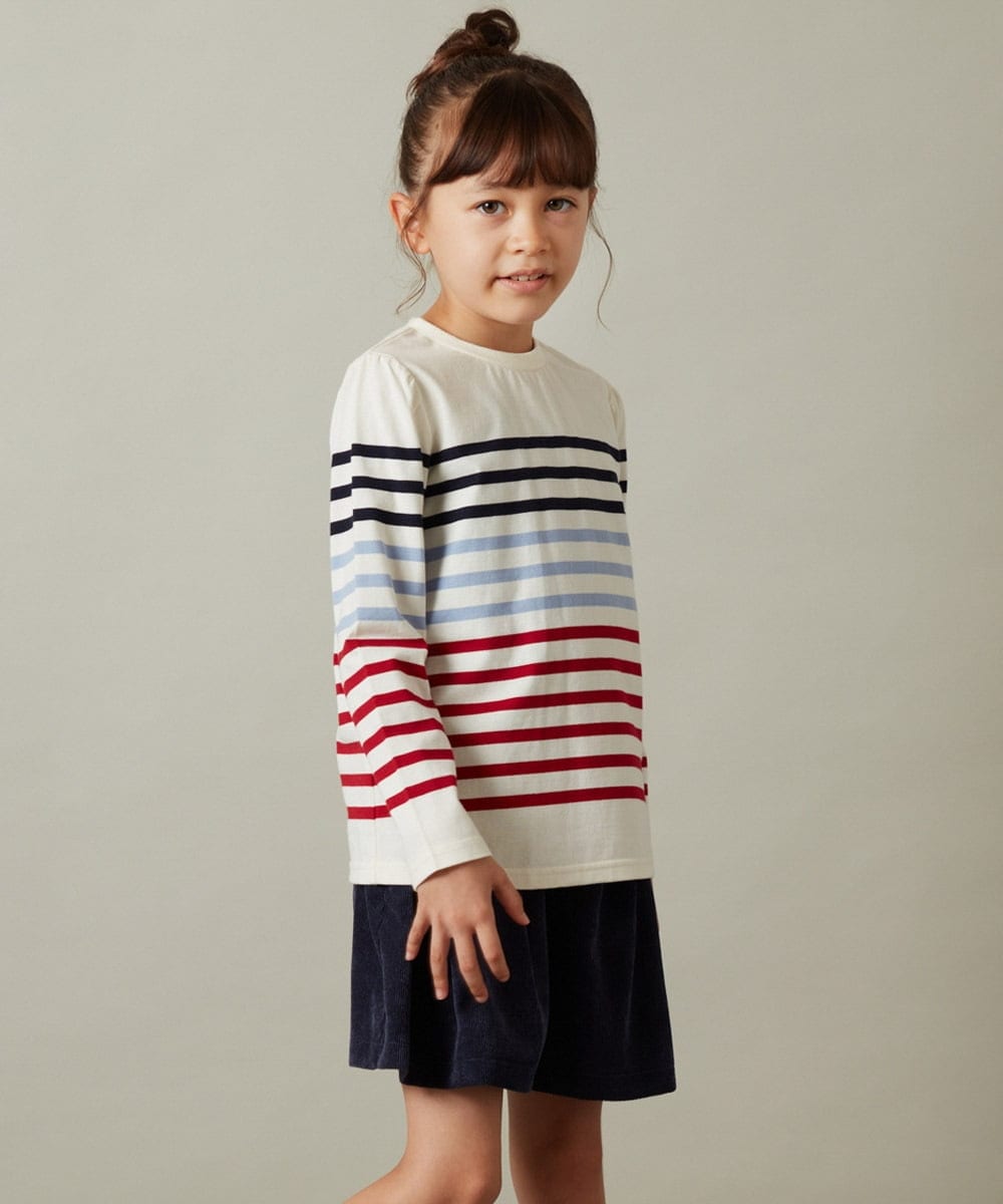KJKKT43024 a.v.v KIDS(アー・ヴェ・ヴェ) [140-150]パネルボーダーロンＴ ネイビー