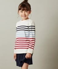 KJKKT43024 a.v.v KIDS(アー・ヴェ・ヴェ) [140-150]パネルボーダーロンＴ ネイビー