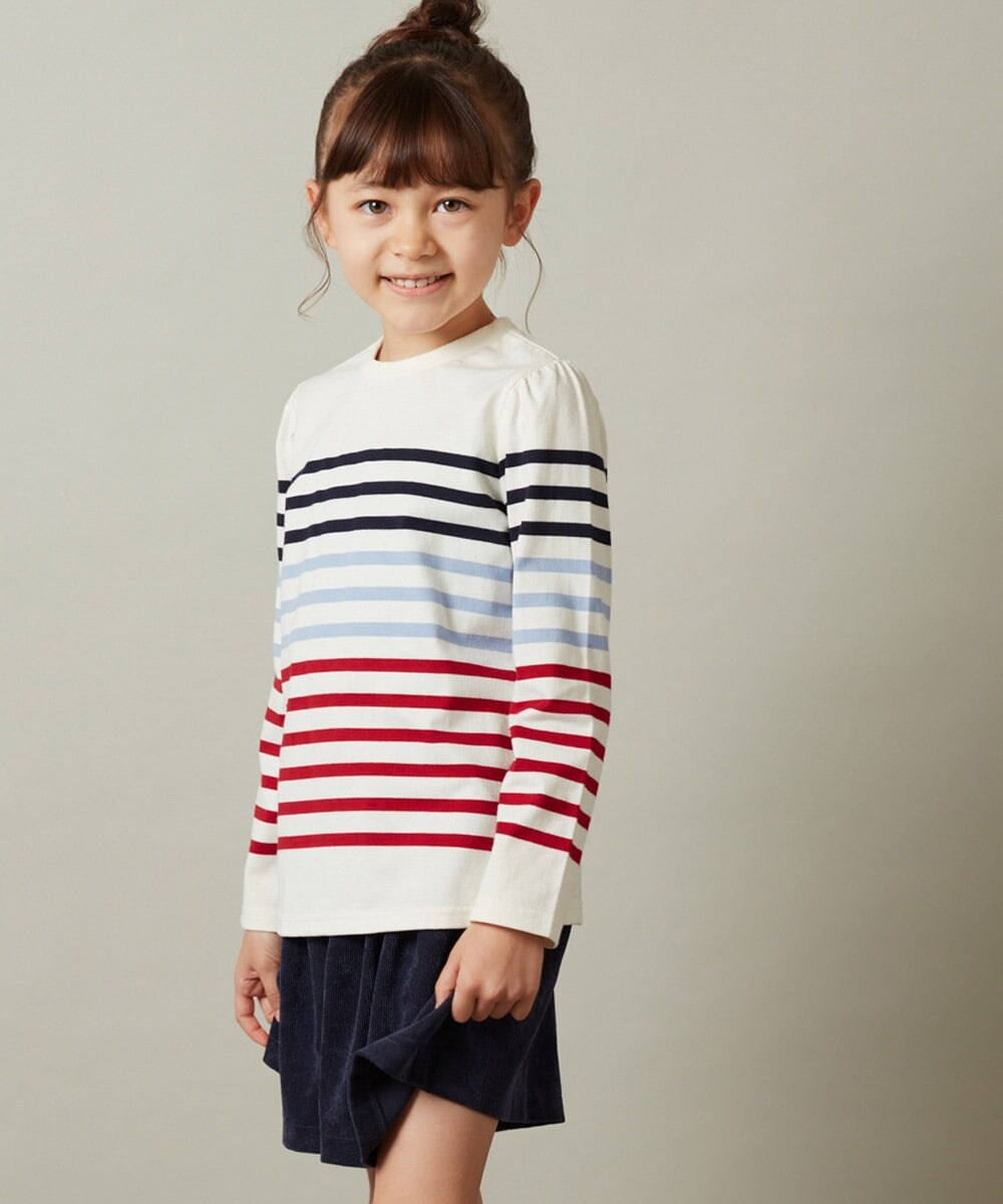 KJKKT43024 a.v.v KIDS(アー・ヴェ・ヴェ) [140-150]パネルボーダーロンＴ ネイビー