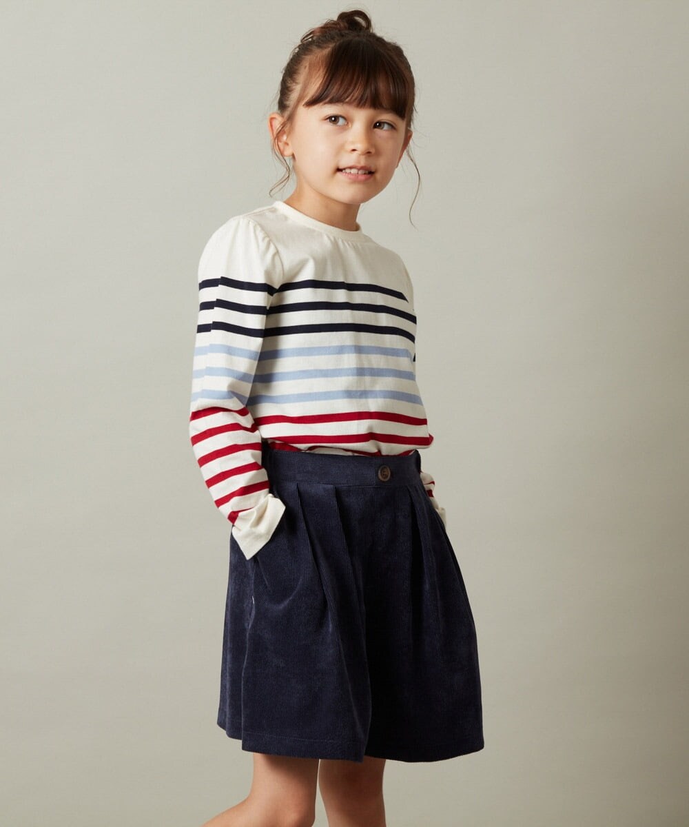 KJKKT43024 a.v.v KIDS(アー・ヴェ・ヴェ) [140-150]パネルボーダーロンＴ ネイビー
