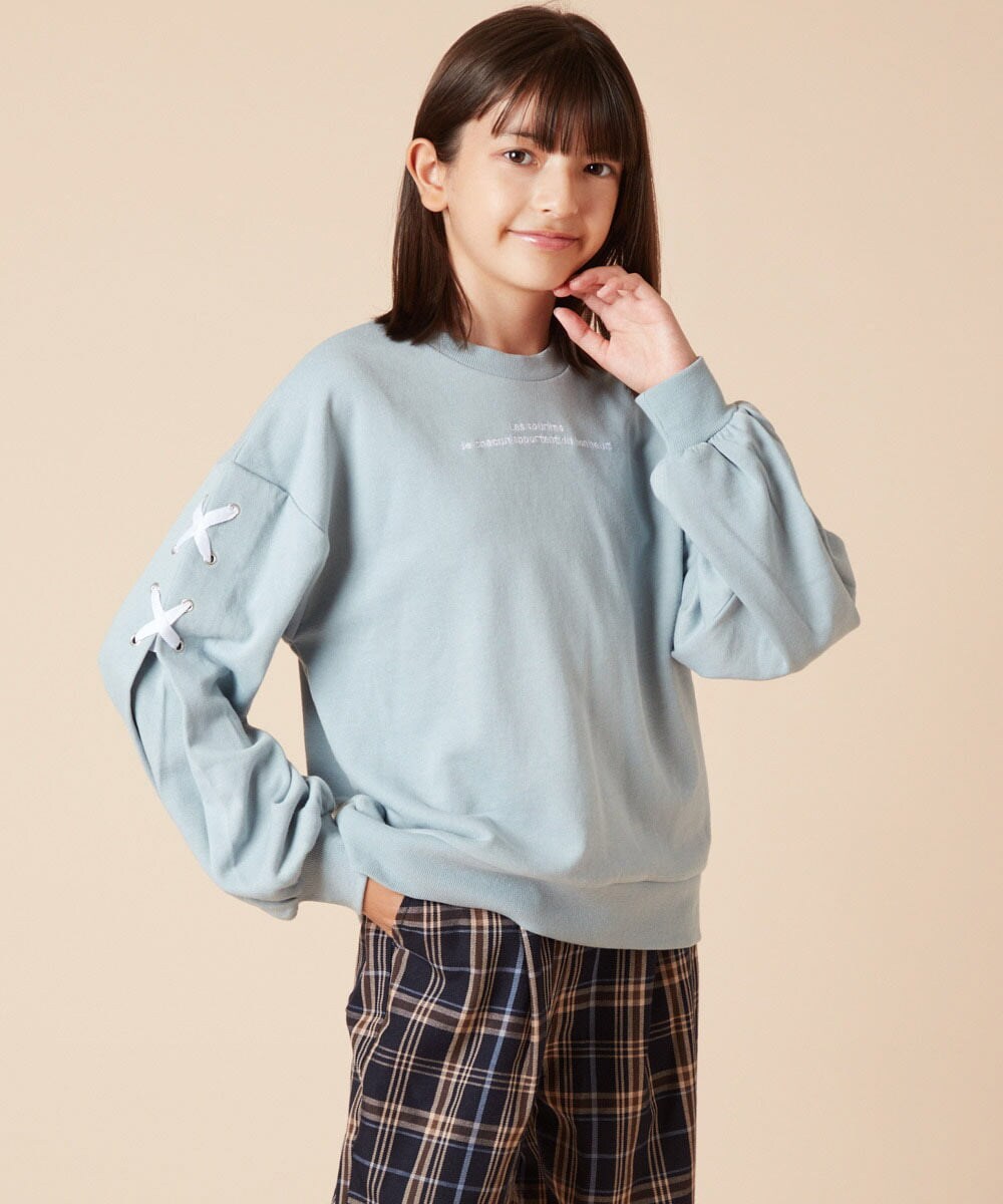 KJKKV45022 a.v.v KIDS [100-130]レースアップデザインロゴトレーナー