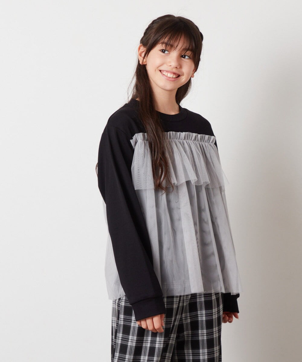 KJKKV47029 a.v.v KIDS(アー・ヴェ・ヴェ) [120-130]チュールドッキングスウェット ライトブルー