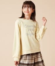 KJKKW40023 a.v.v KIDS(アー・ヴェ・ヴェ) [140-150]ロゴプリントトレーナー ライトイエロー