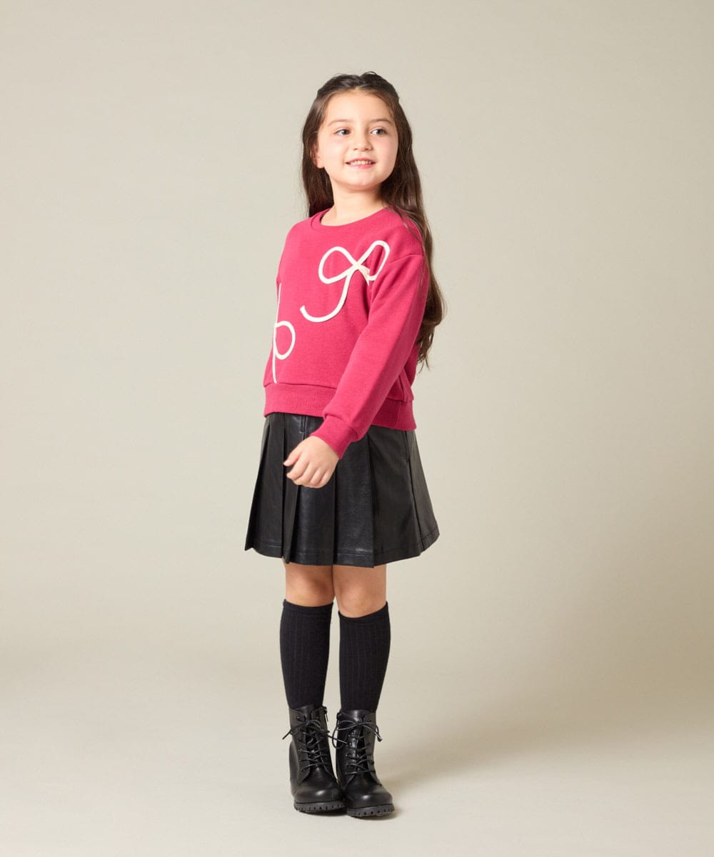 KJKLA41034 a.v.v KIDS(アー・ヴェ・ヴェ) [120-160]リボンテープトレーナー アイボリー