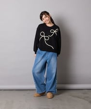 KJKLA41034 a.v.v KIDS(アー・ヴェ・ヴェ) [120-160]リボンテープトレーナー アイボリー