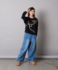 KJKLA41034 a.v.v KIDS(アー・ヴェ・ヴェ) [120-160]リボンテープトレーナー アイボリー