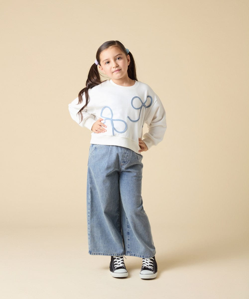 KJKLA41034 a.v.v KIDS(アー・ヴェ・ヴェ) [120-160]リボンテープトレーナー アイボリー