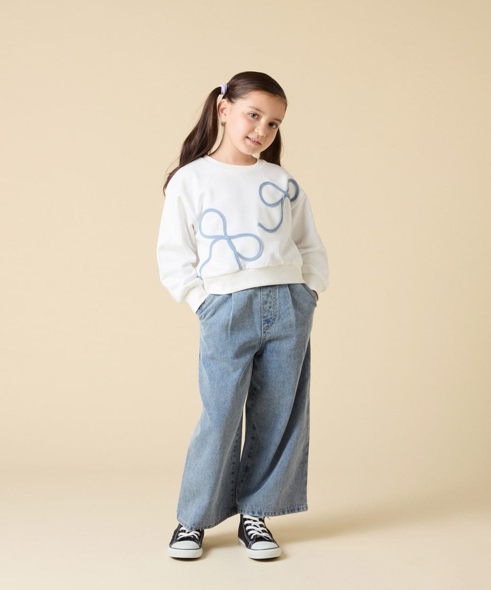 KJKLA41034 a.v.v KIDS(アー・ヴェ・ヴェ) [120-160]リボンテープトレーナー アイボリー