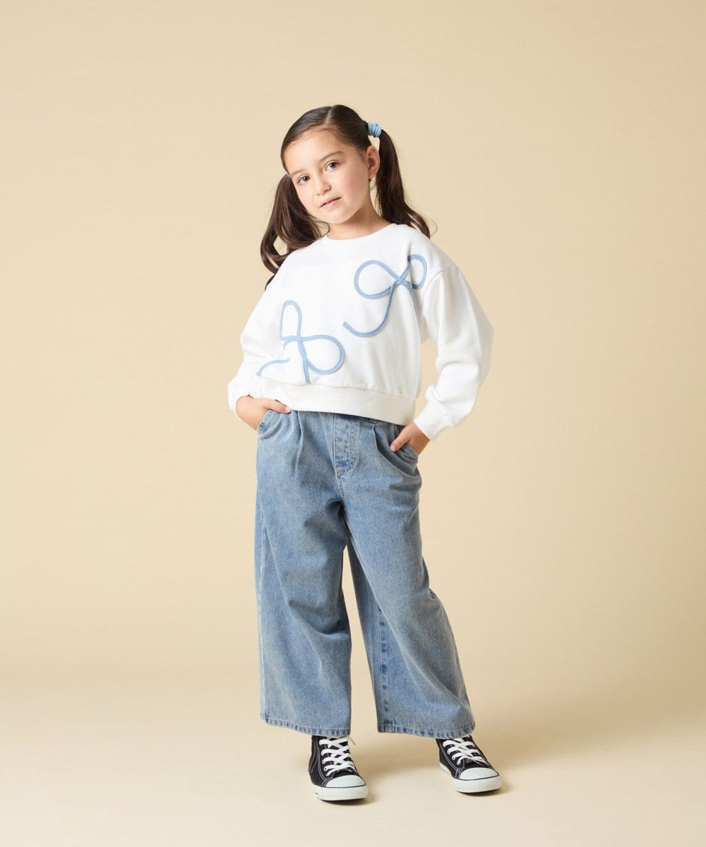 KJKLA41034 a.v.v KIDS(アー・ヴェ・ヴェ) [120-160]リボンテープトレーナー アイボリー