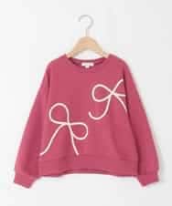 KJKLA41034 a.v.v KIDS(アー・ヴェ・ヴェ) [120-160]【立体リボンがカワイイ/通学にもオススメ】リボンテープ裏毛トレーナー ピンク