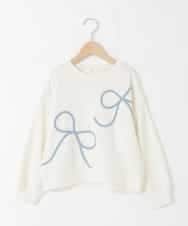 KJKLA41034 a.v.v KIDS(アー・ヴェ・ヴェ) [120-160]【立体リボンがカワイイ/通学にもオススメ】リボンテープ裏毛トレーナー アイボリー