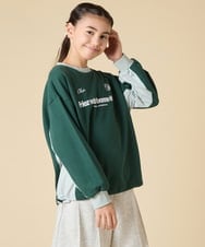 KJKLA42039 a.v.v KIDS(アー・ヴェ・ヴェ) [130-160]配色切り替えロゴトレーナー グリーン