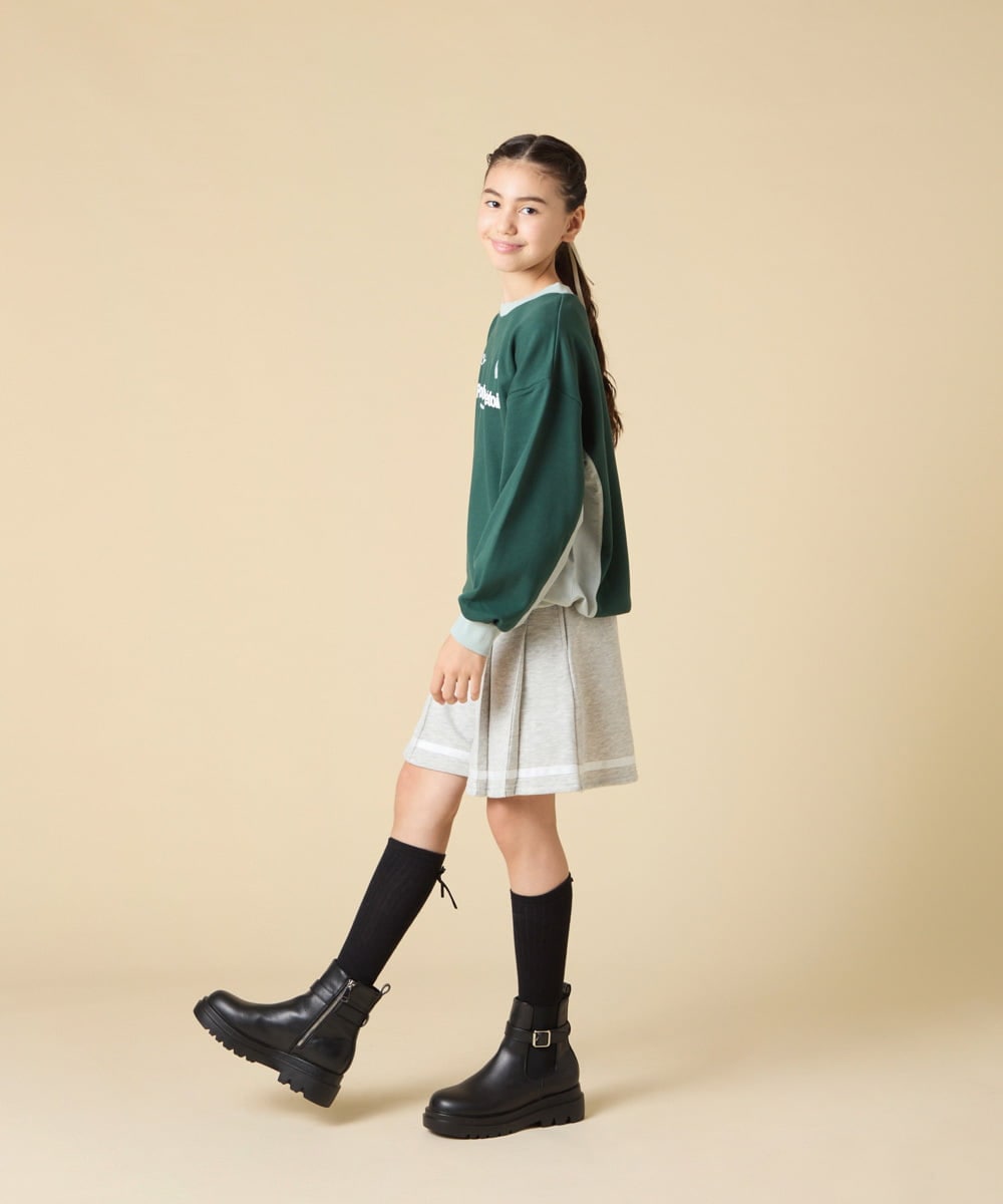 KJKLA42039 a.v.v KIDS(アー・ヴェ・ヴェ) [130-160]配色切り替えロゴトレーナー グリーン