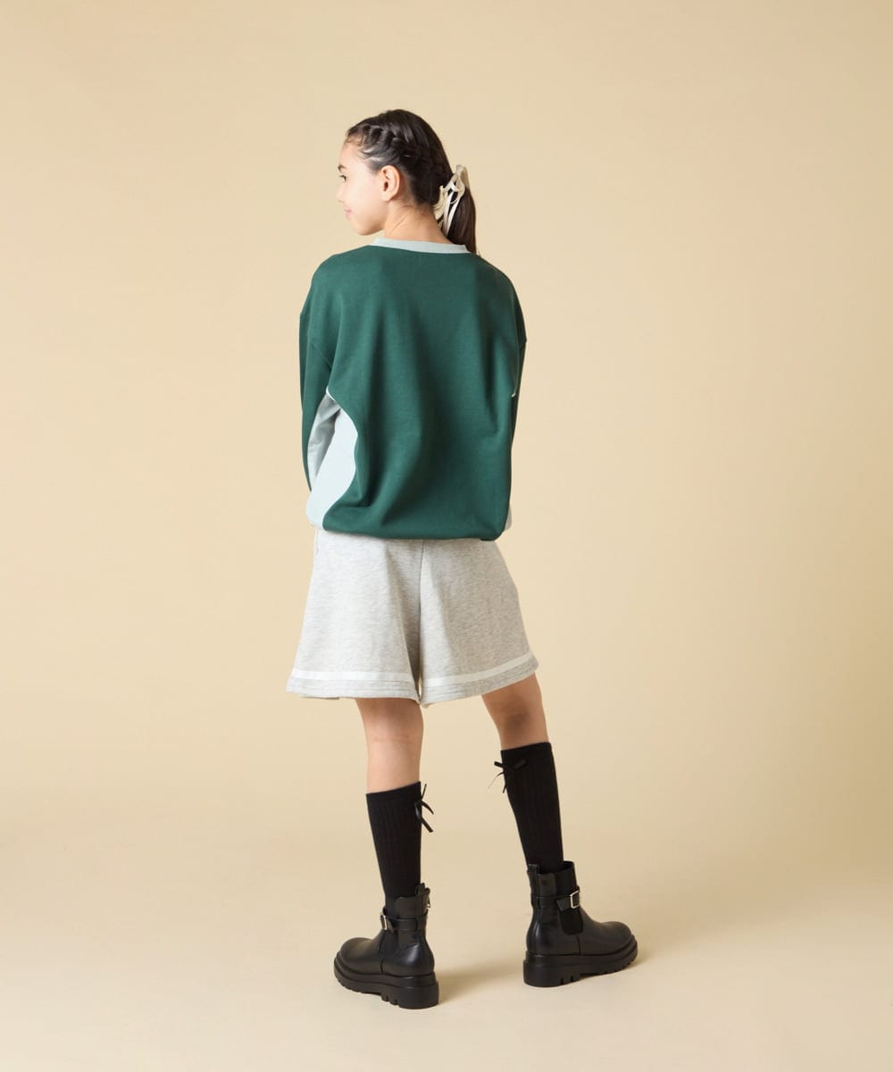 KJKLA42039 a.v.v KIDS(アー・ヴェ・ヴェ) [130-160]配色切り替えロゴトレーナー グリーン