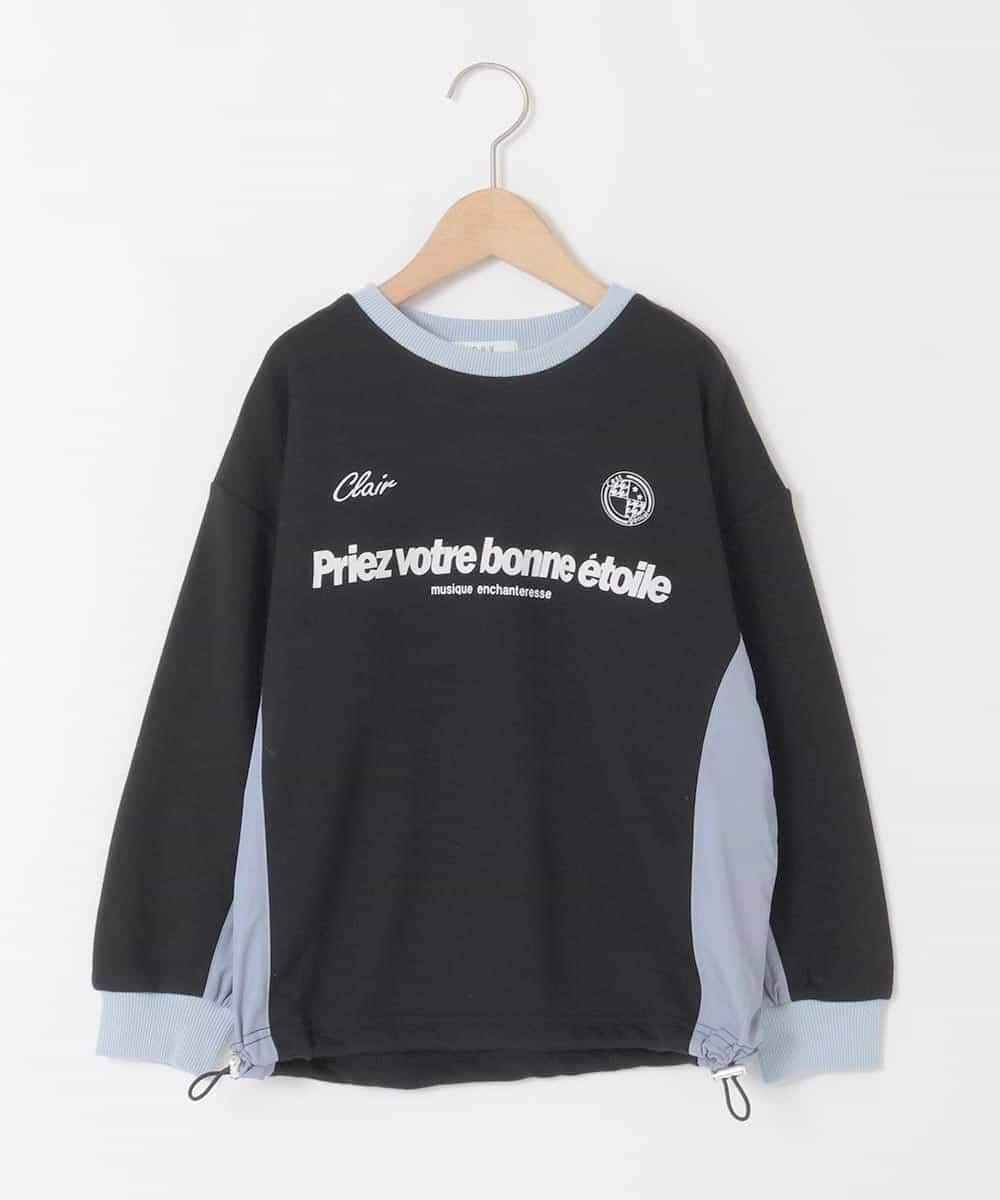 KJKLA42039 a.v.v KIDS(アー・ヴェ・ヴェ) [130-160]【切り替えバイカラー/スポーティ】配色切り替えロゴトレーナー ブラック