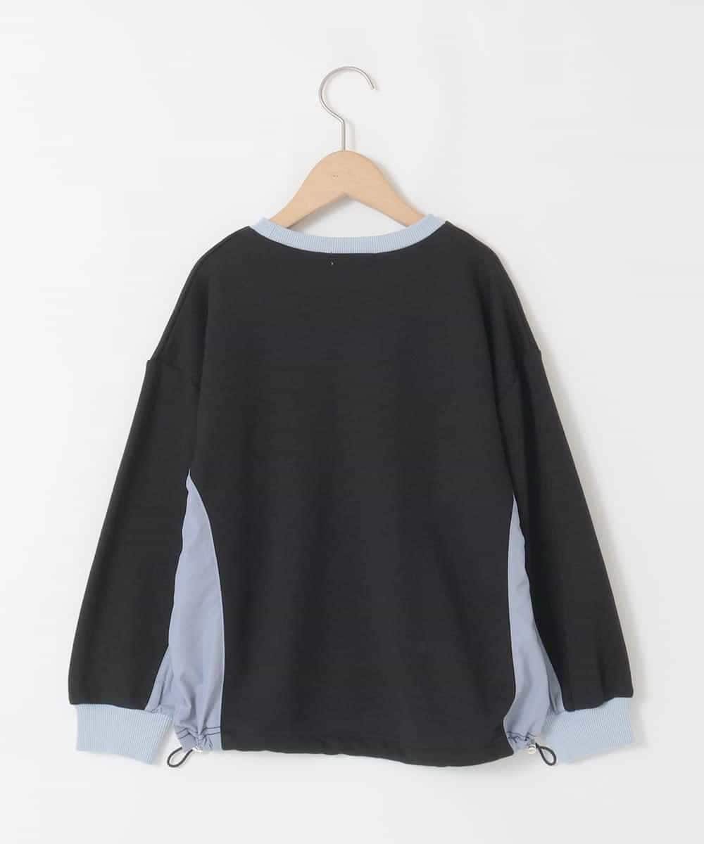 KJKLA42039 a.v.v KIDS(アー・ヴェ・ヴェ) [130-160]【切り替えバイカラー/スポーティ】配色切り替えロゴトレーナー ブラック