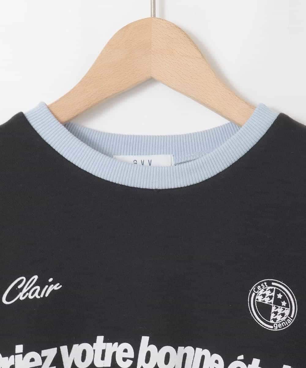 KJKLA42039 a.v.v KIDS(アー・ヴェ・ヴェ) [130-160]【切り替えバイカラー/スポーティ】配色切り替えロゴトレーナー ブラック