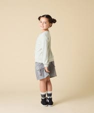 KJKLA46034 a.v.v KIDS(アー・ヴェ・ヴェ) [120-160]【通学にもオススメ/ケーブルニット×裏毛/編み上げリボン】ケーブルニットドッキングトレーナー グリーン