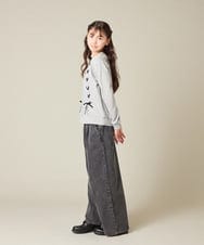 KJKLA46034 a.v.v KIDS(アー・ヴェ・ヴェ) [120-160]【通学にもオススメ/ケーブルニット×裏毛/編み上げリボン】ケーブルニットドッキングトレーナー グリーン