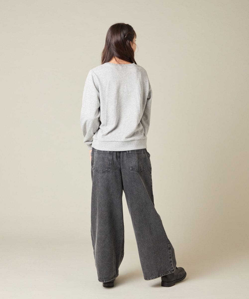 KJKLA46034 a.v.v KIDS(アー・ヴェ・ヴェ) [120-160]【通学にもオススメ/ケーブルニット×裏毛/編み上げリボン】ケーブルニットドッキングトレーナー グリーン