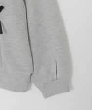 KJKLA46034 a.v.v KIDS(アー・ヴェ・ヴェ) [120-160]【通学にもオススメ/ケーブルニット×裏毛/編み上げリボン】ケーブルニットドッキングトレーナー ライトグレー