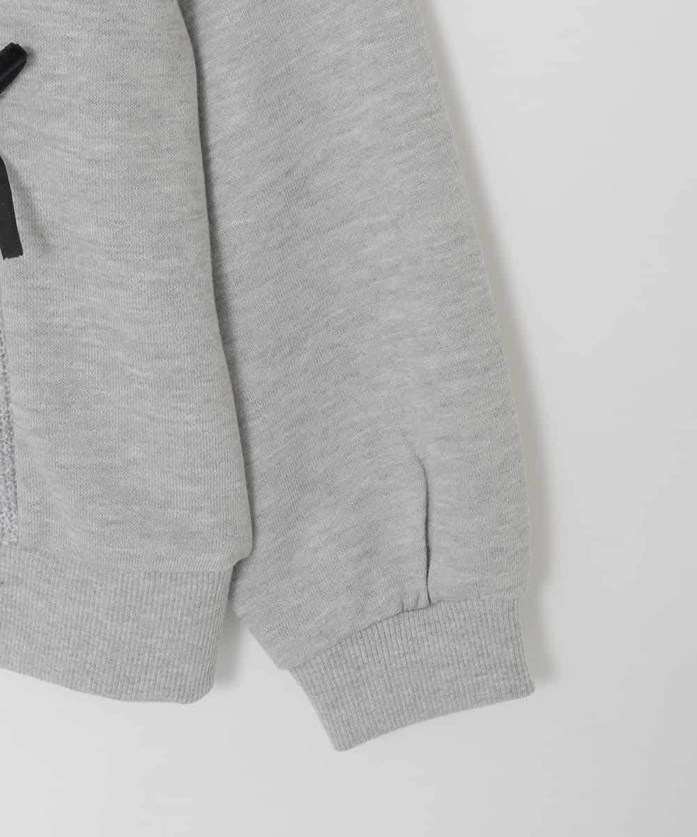 KJKLA46034 a.v.v KIDS(アー・ヴェ・ヴェ) [120-160]【通学にもオススメ/ケーブルニット×裏毛/編み上げリボン】ケーブルニットドッキングトレーナー ライトグレー