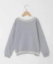 KJKLA52034 a.v.v KIDS(アー・ヴェ・ヴェ) [120-160]配色ラインケーブルニットドッキングトレーナー ライトグレー