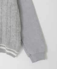 KJKLA52034 a.v.v KIDS(アー・ヴェ・ヴェ) [120-160]配色ラインケーブルニットドッキングトレーナー ライトグレー