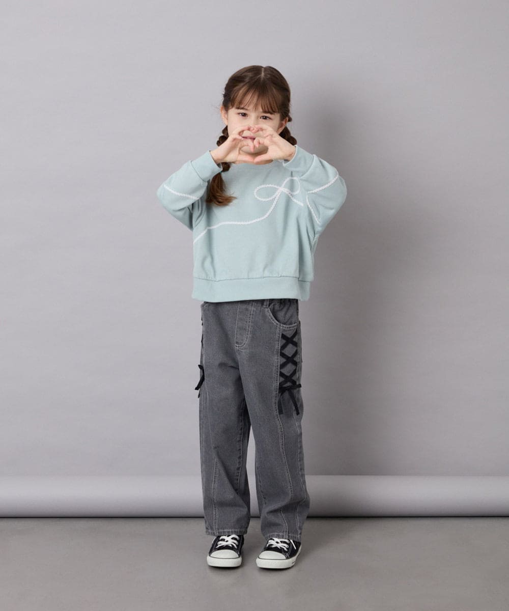 KJKLD09039 a.v.v KIDS(アー・ヴェ・ヴェ) [120-160]ラインリボントレーナー ミント