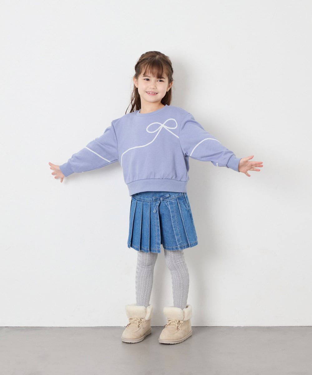KJKLD09039 a.v.v KIDS(アー・ヴェ・ヴェ) [120-160]ラインリボントレーナー ライトブルー