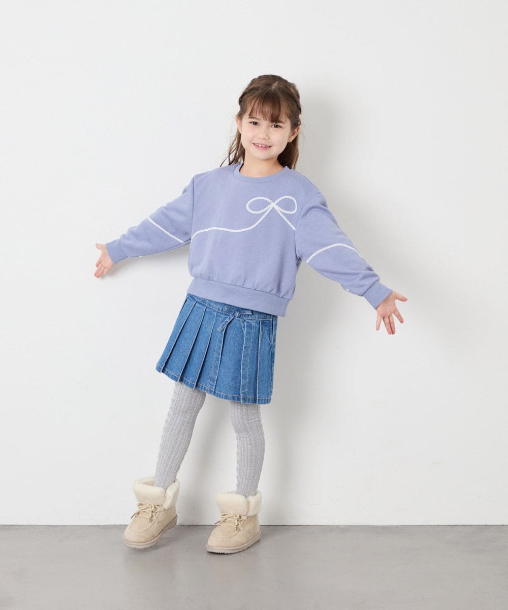 KJKLD09039 a.v.v KIDS(アー・ヴェ・ヴェ) [120-160]ラインリボントレーナー ライトブルー