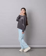 KJKLD09039 a.v.v KIDS(アー・ヴェ・ヴェ) [120-160]ラインリボントレーナー ダークグレー