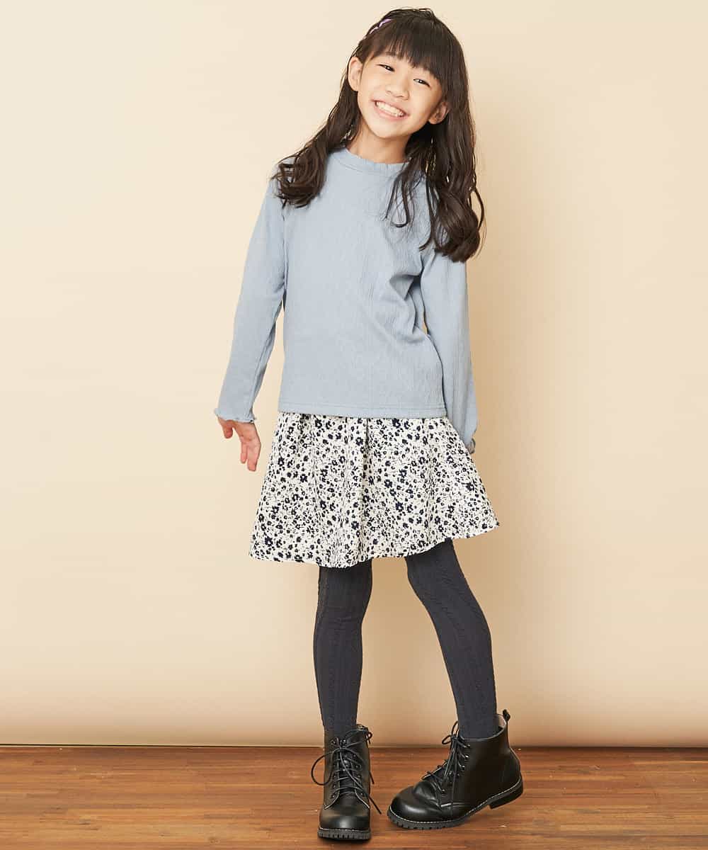 KJKLJ22019 a.v.v KIDS(アー・ヴェ・ヴェ) [100-130]ケーブルプチハイネックカットソー[WEB限定サイズ] ライトブルー