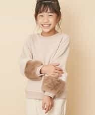 KJKLL33039 a.v.v KIDS(アー・ヴェ・ヴェ) [160]【洗える】ファースリーブトレーナー[WEB限定サイズ] グリーン