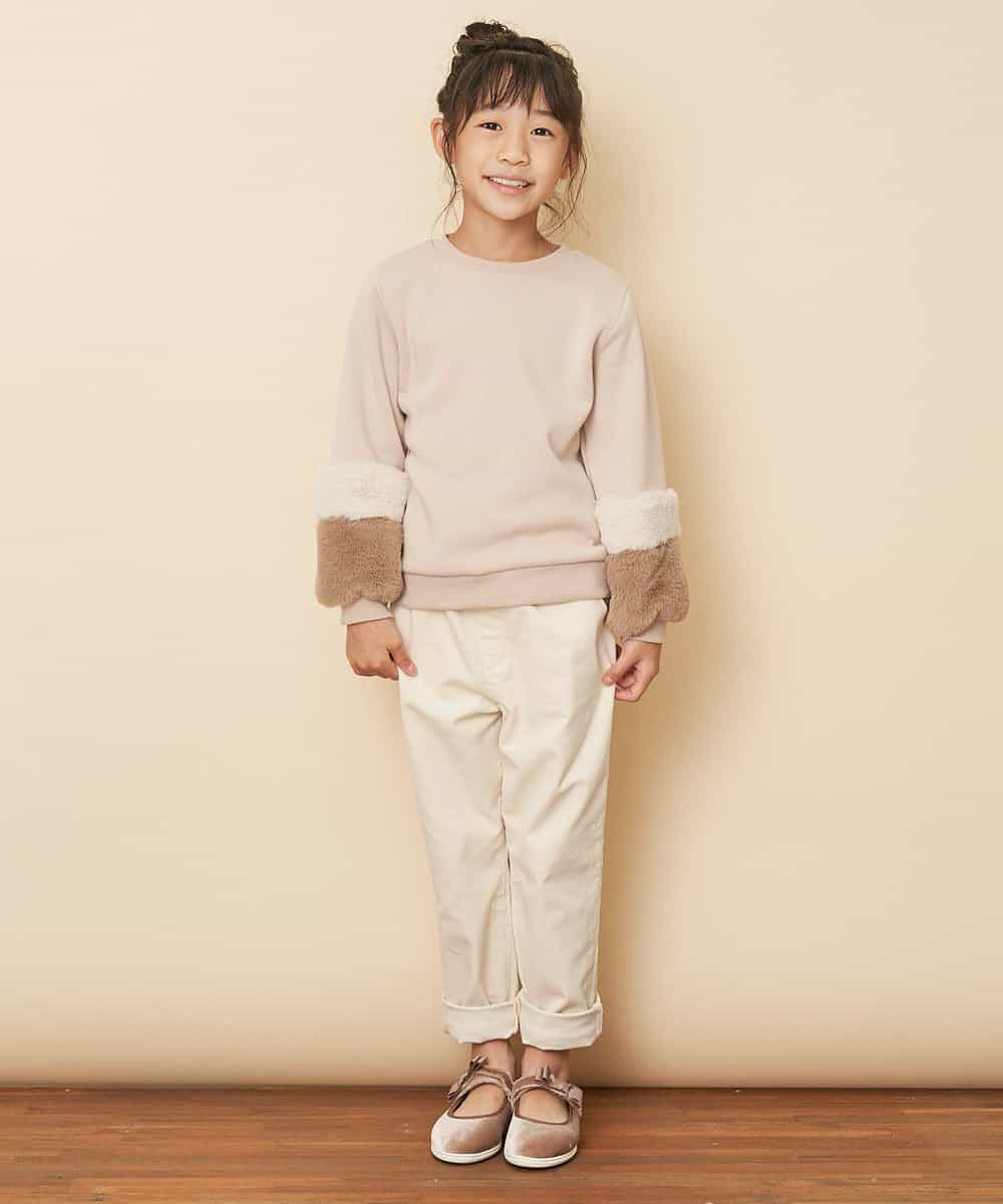 KJKLL33039 a.v.v KIDS(アー・ヴェ・ヴェ) [160]【洗える】ファースリーブトレーナー[WEB限定サイズ] グリーン