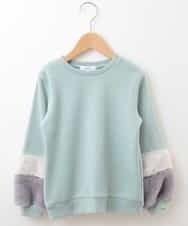KJKLL33039 a.v.v KIDS(アー・ヴェ・ヴェ) [160]【洗える】ファースリーブトレーナー[WEB限定サイズ] グリーン