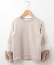 KJKLL33039 a.v.v KIDS(アー・ヴェ・ヴェ) [160]【洗える】ファースリーブトレーナー[WEB限定サイズ] ベージュ
