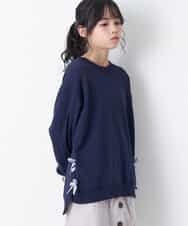 KJKLM68019 a.v.v KIDS(アー・ヴェ・ヴェ) [100-130]【大好評につき追加生産！】裏起毛サイドリボントレーナー ライトブルー