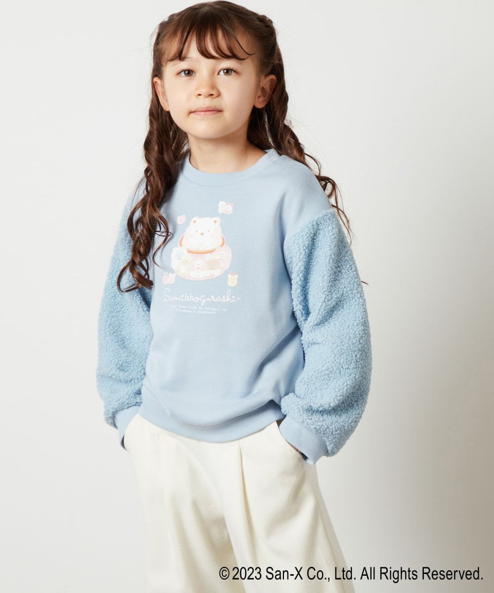 KJKLS81029 a.v.v KIDS(アー・ヴェ・ヴェ) [100-140]【すみっコぐらし】袖ボアトレーナー ライトブルー